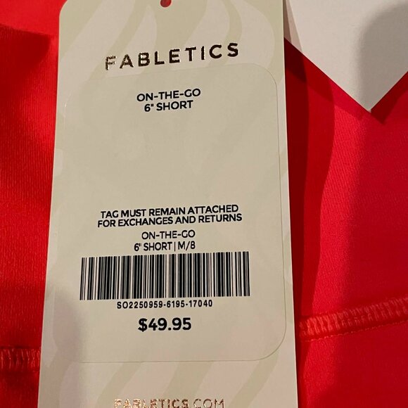 Fabletics Women’s On-The-Go Powerhold HW 6” Orange Athletic Short Sz M nwt - Picture 3 of 5